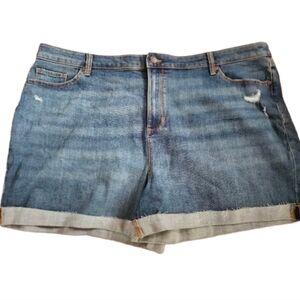 Sonoma womens plus distress high rise jean denim shorts cuffed 28W 30W nwt